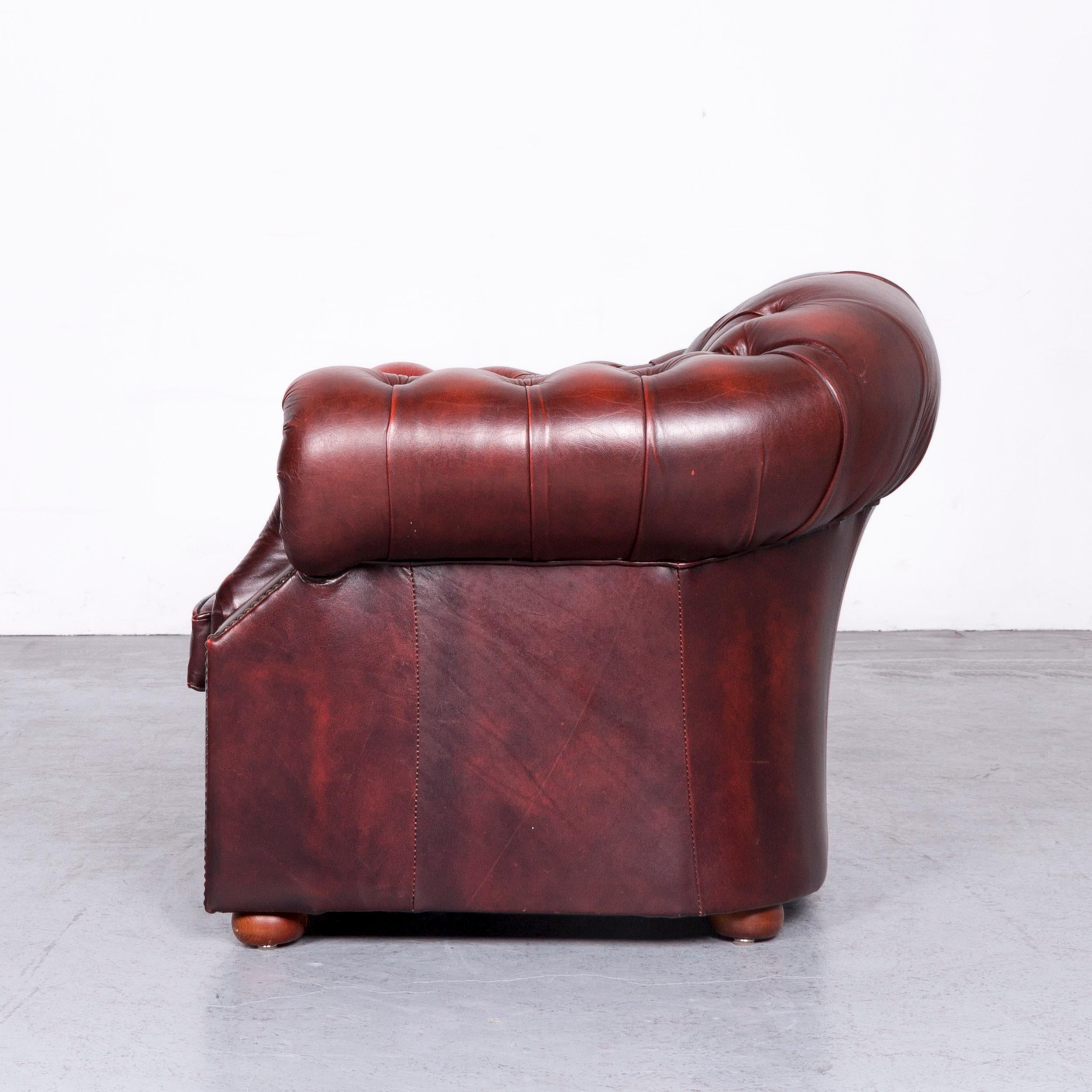 Chesterfield Centurion Leather Armchair Red One-Seat Vintage Chair 1