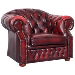 Chesterfield Centurion Leather Armchair Red One-Seat Vintage Chair
