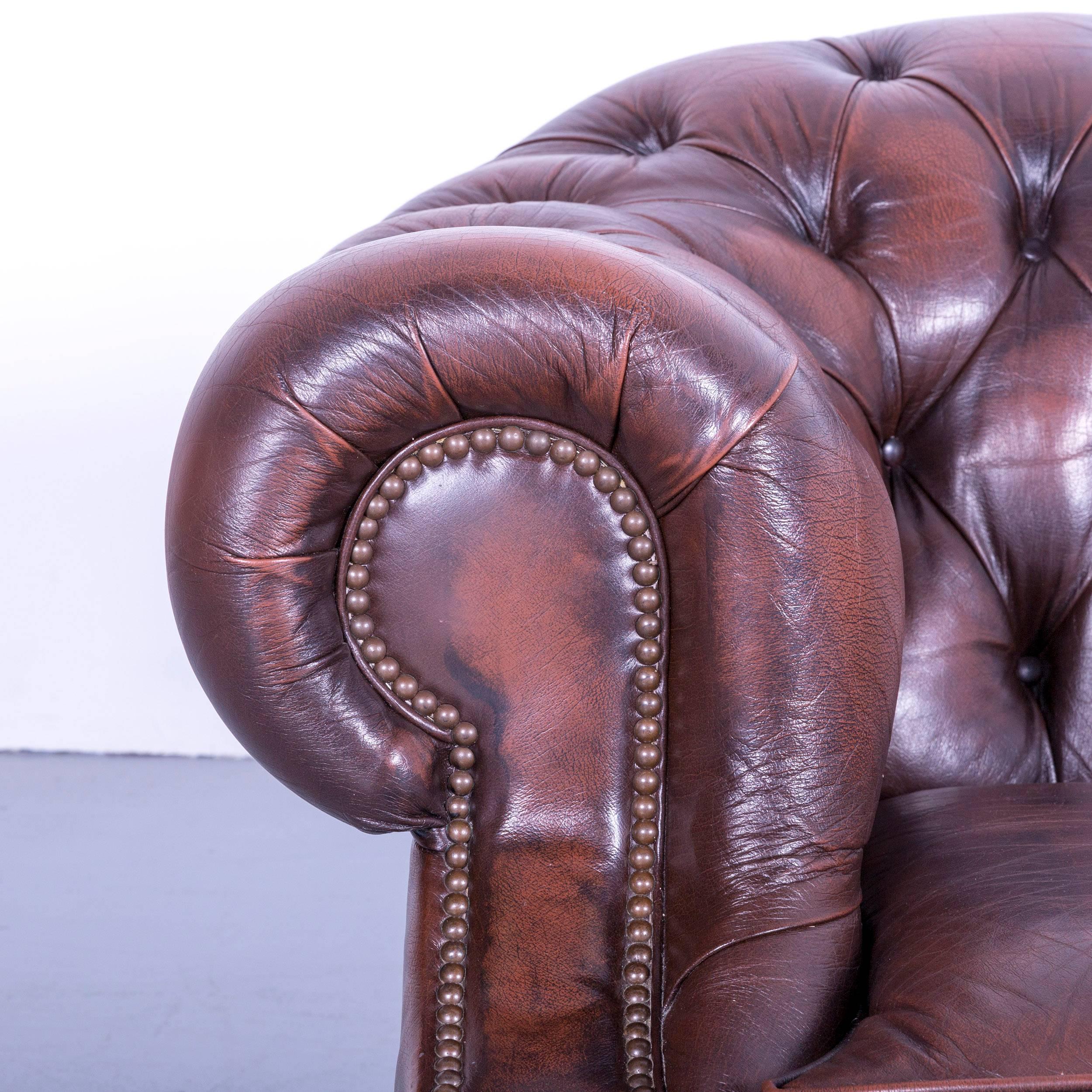 Chesterfield Centurion Leather Sofa Brown Three-Seat Couch In Good Condition In Cologne, DE