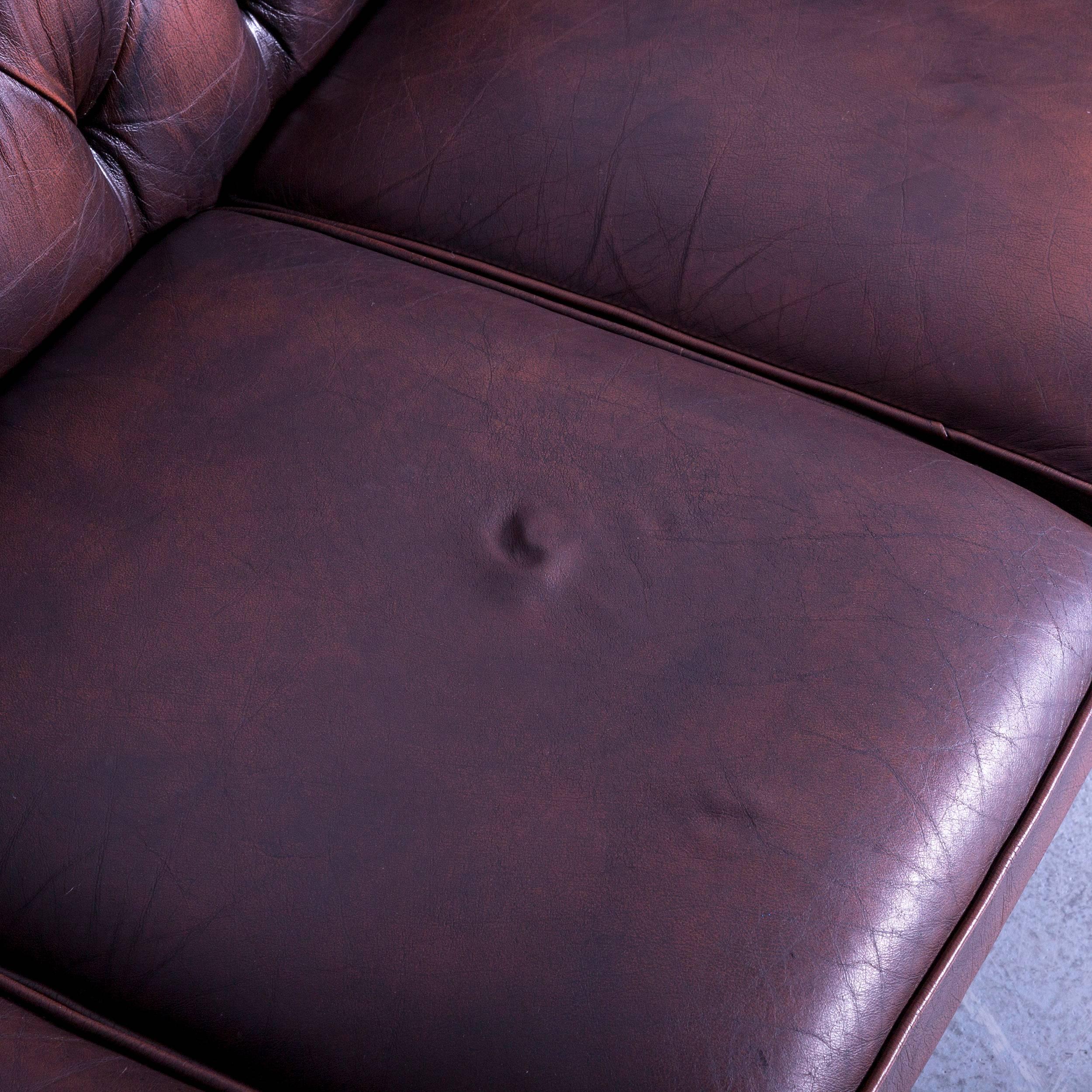 Chesterfield Centurion Leather Sofa Brown Three-Seat Couch 1