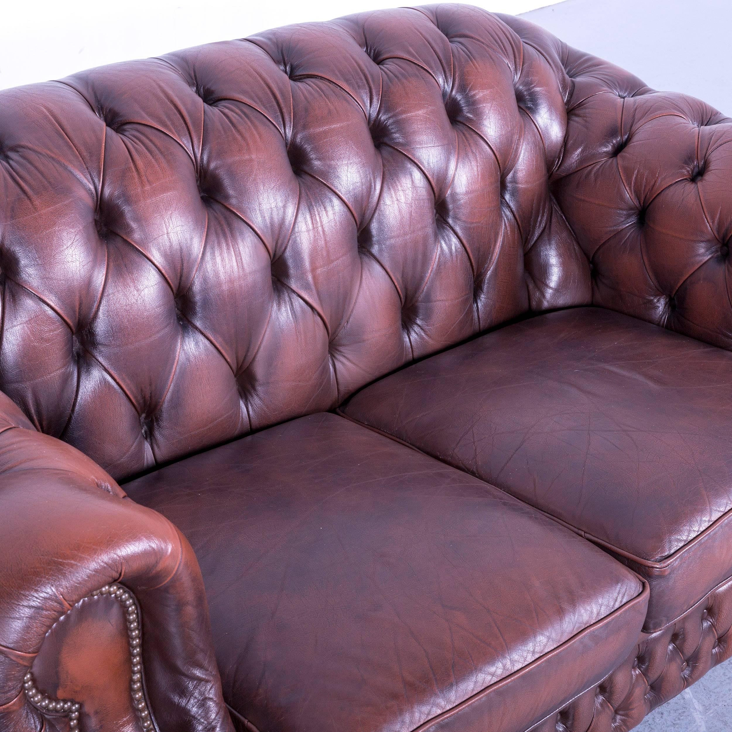 Chesterfield Centurion Leather Sofa Brown Two-Seat Couch 1