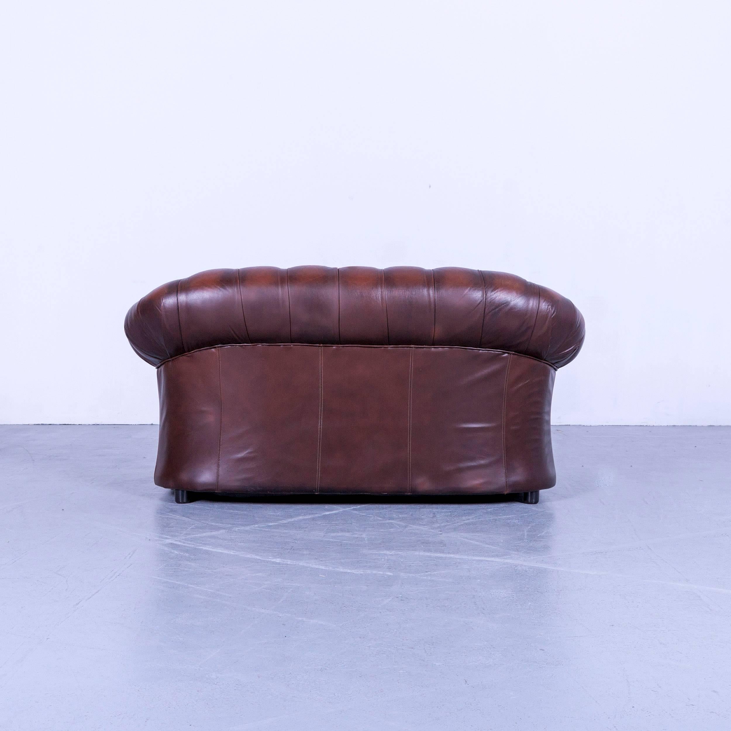 Chesterfield Centurion Leather Sofa Brown Two-Seat Couch 3