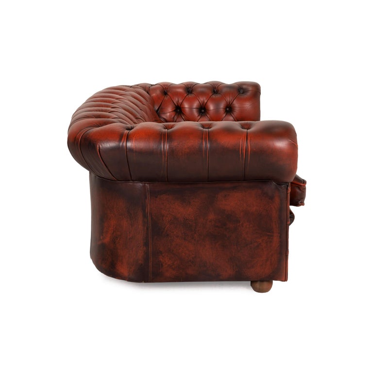 Chesterfield Centurion Leather Sofa Brown Two Seater Red Couch at 1stDibs