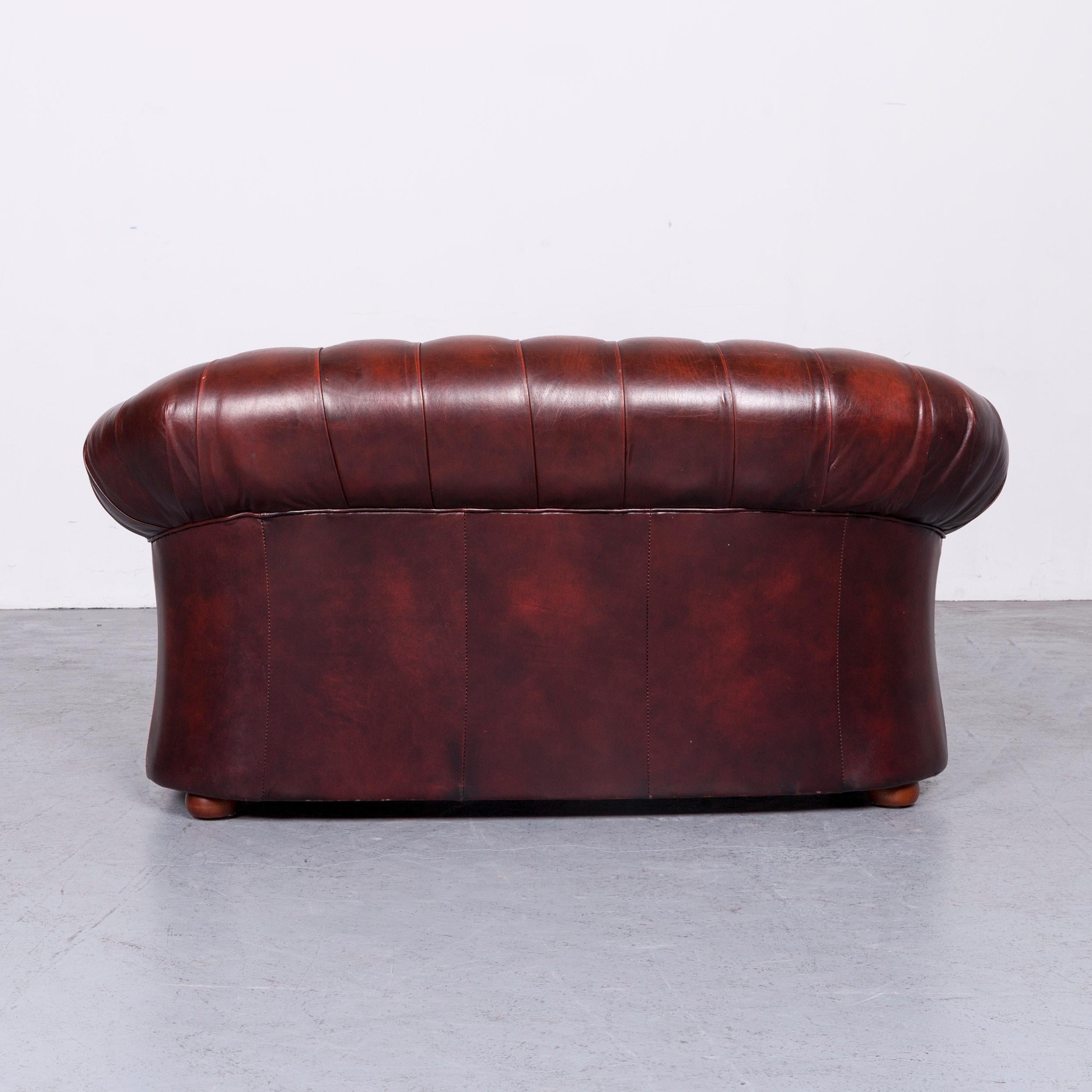 Chesterfield Centurion Leather Sofa Red Two-Seat Vintage Couch 2