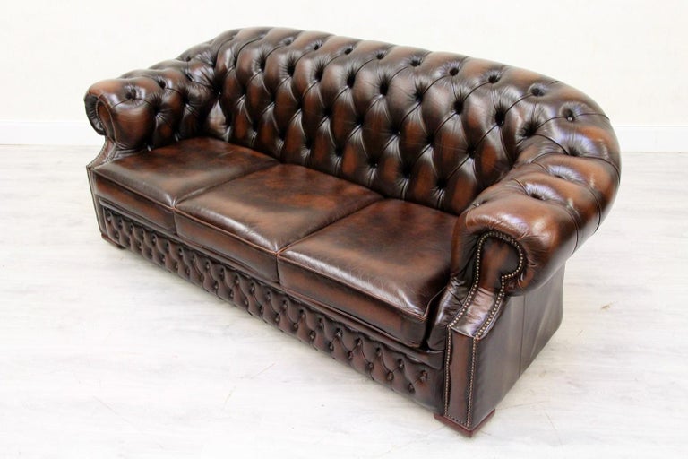 Chesterfield Centurion Sofa Leather Antique Vintage Couch, English For