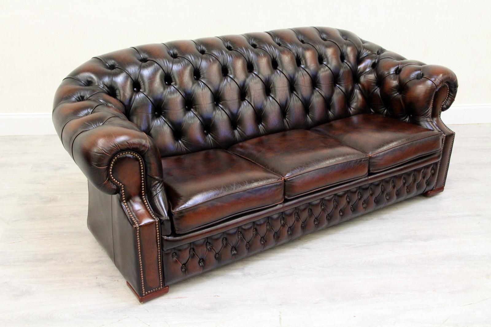 Late 20th Century Chesterfield Centurion Sofa Leather Antique Vintage Couch English For Sale