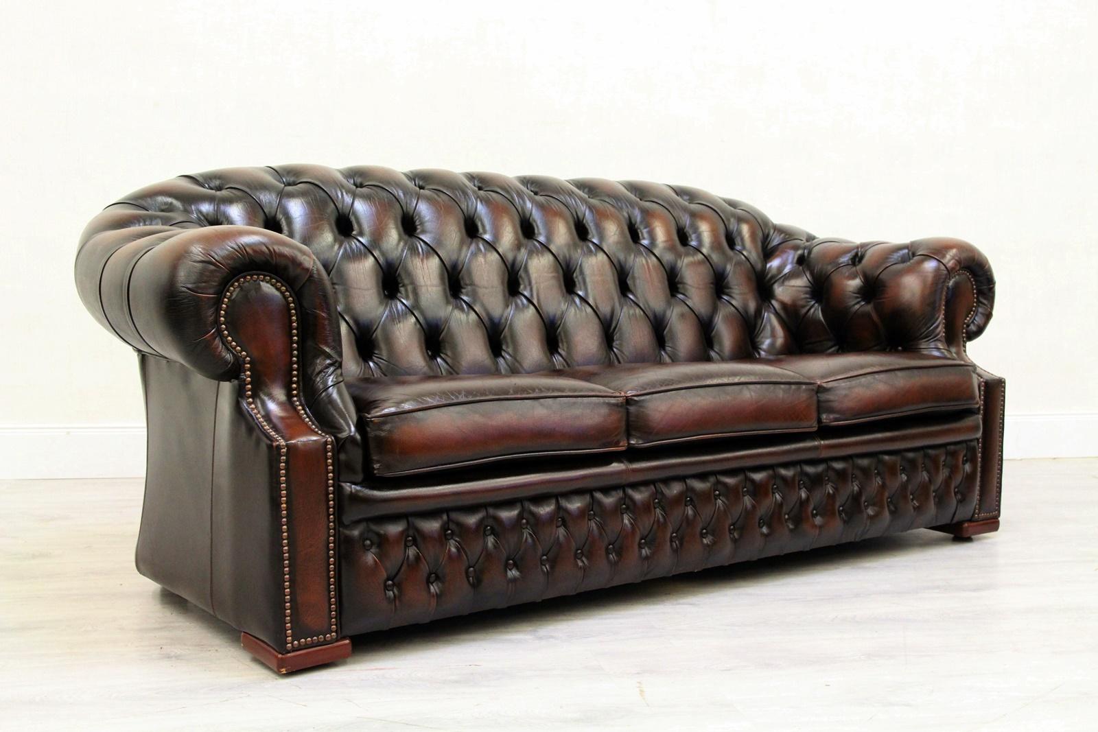 Chesterfield Centurion Sofa Leather Antique Vintage Couch English For Sale 1