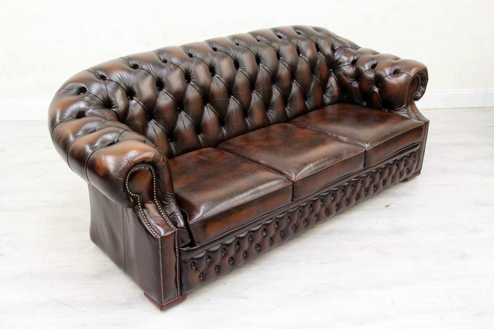 Chesterfield Centurion Sofa Leather Antique Vintage Couch, English For Sale 3