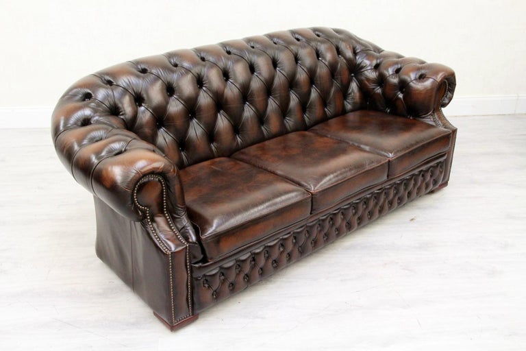 Chesterfield Centurion Sofa Leather Antique Vintage Couch, English For