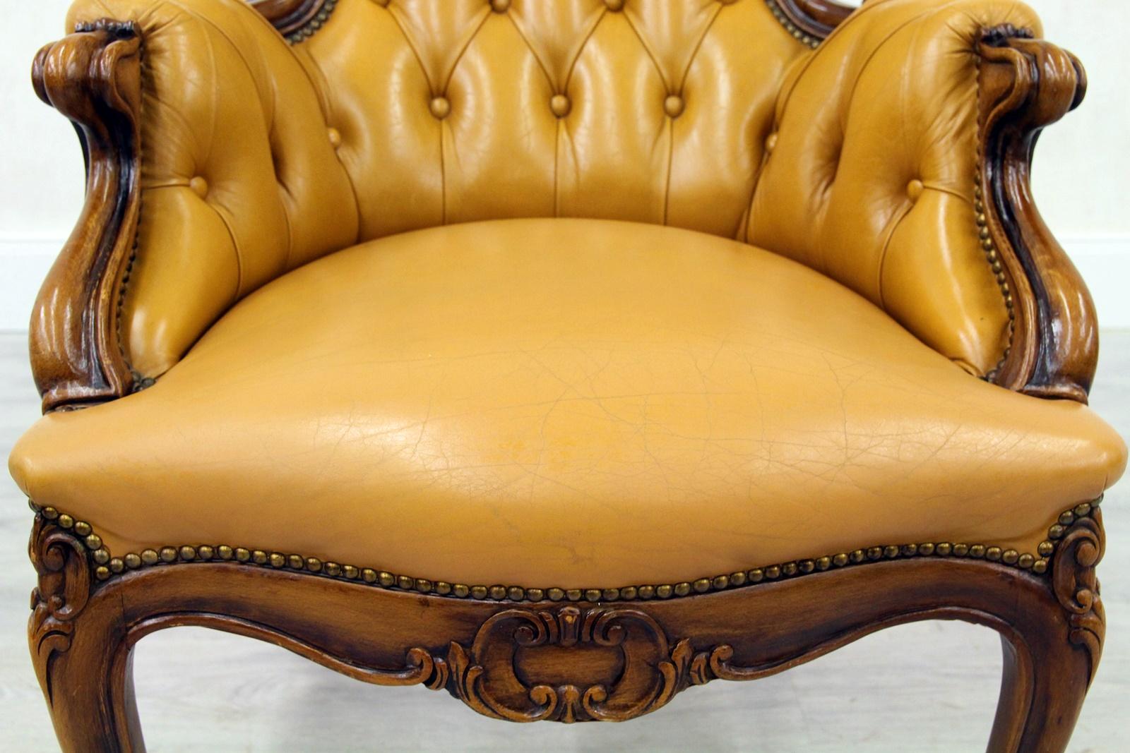 Chesterfield Chippendale Armchair Club Chair Baroque Antique Leather In Good Condition For Sale In Lage, DE
