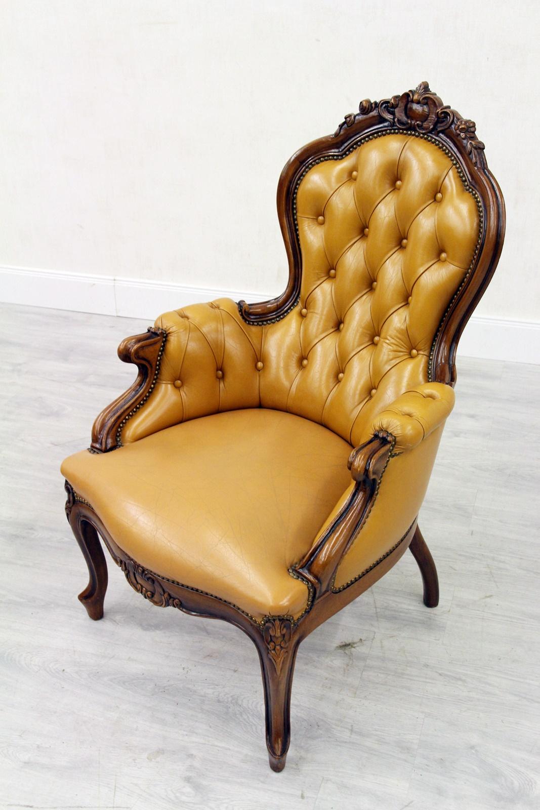 Late 19th Century Chesterfield Chippendale Armchair Club Chair Baroque Antique Leather For Sale
