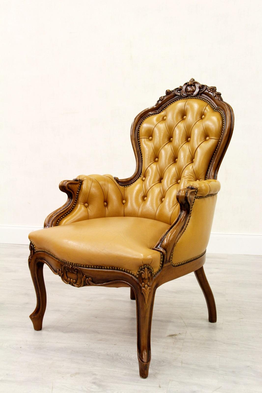 Chesterfield Chippendale Armchair Club Chair Baroque Antique Leather For Sale 1