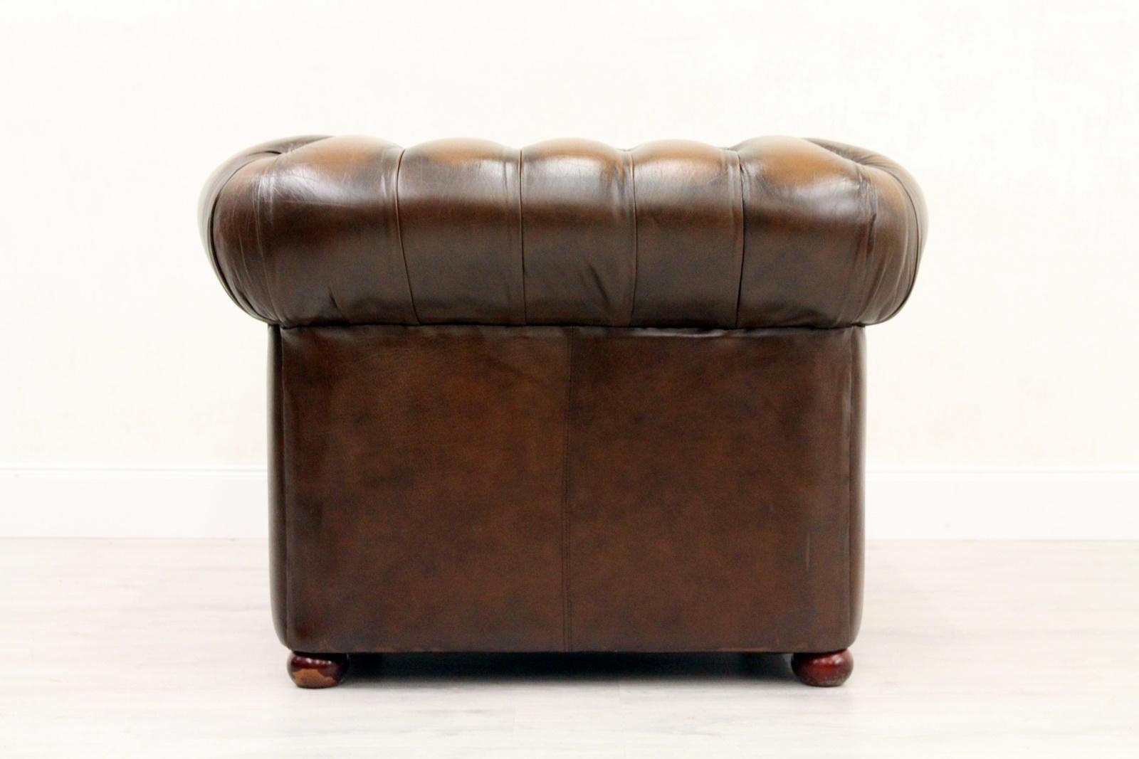 Fauteuil club Chippendale en cuir ancien et cuir Chesterfield en vente 6