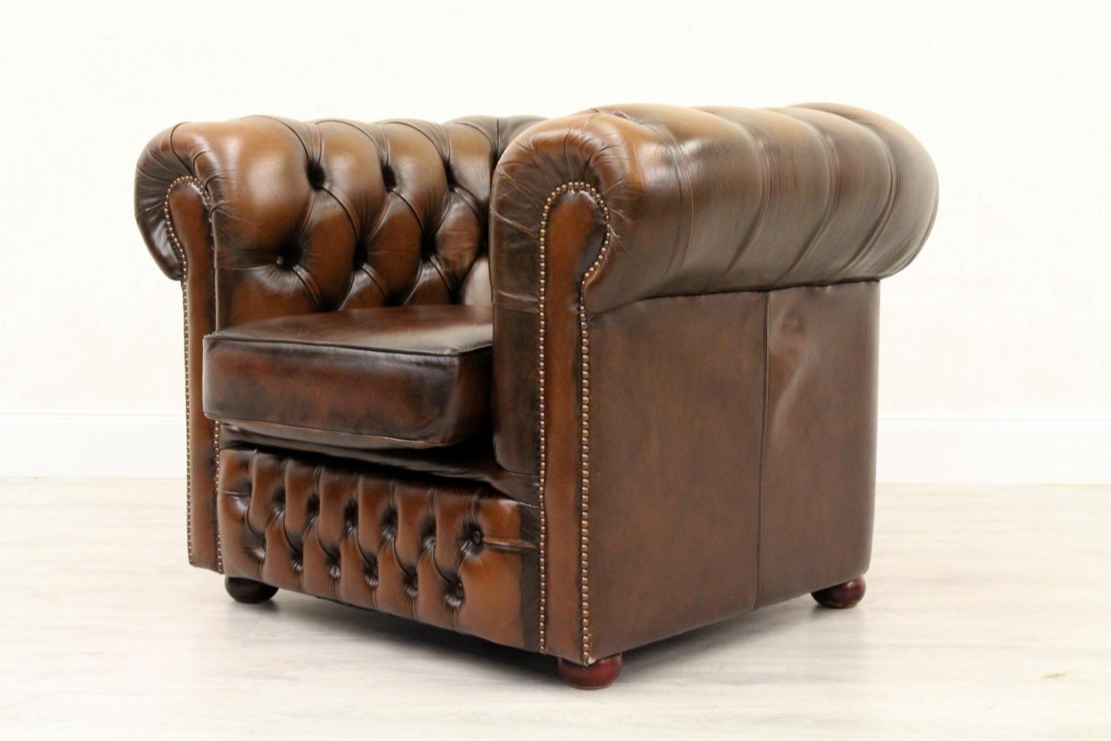 Chesterfield Chippendale Armchair Club Chair Leather Antique Leather For Sale 1