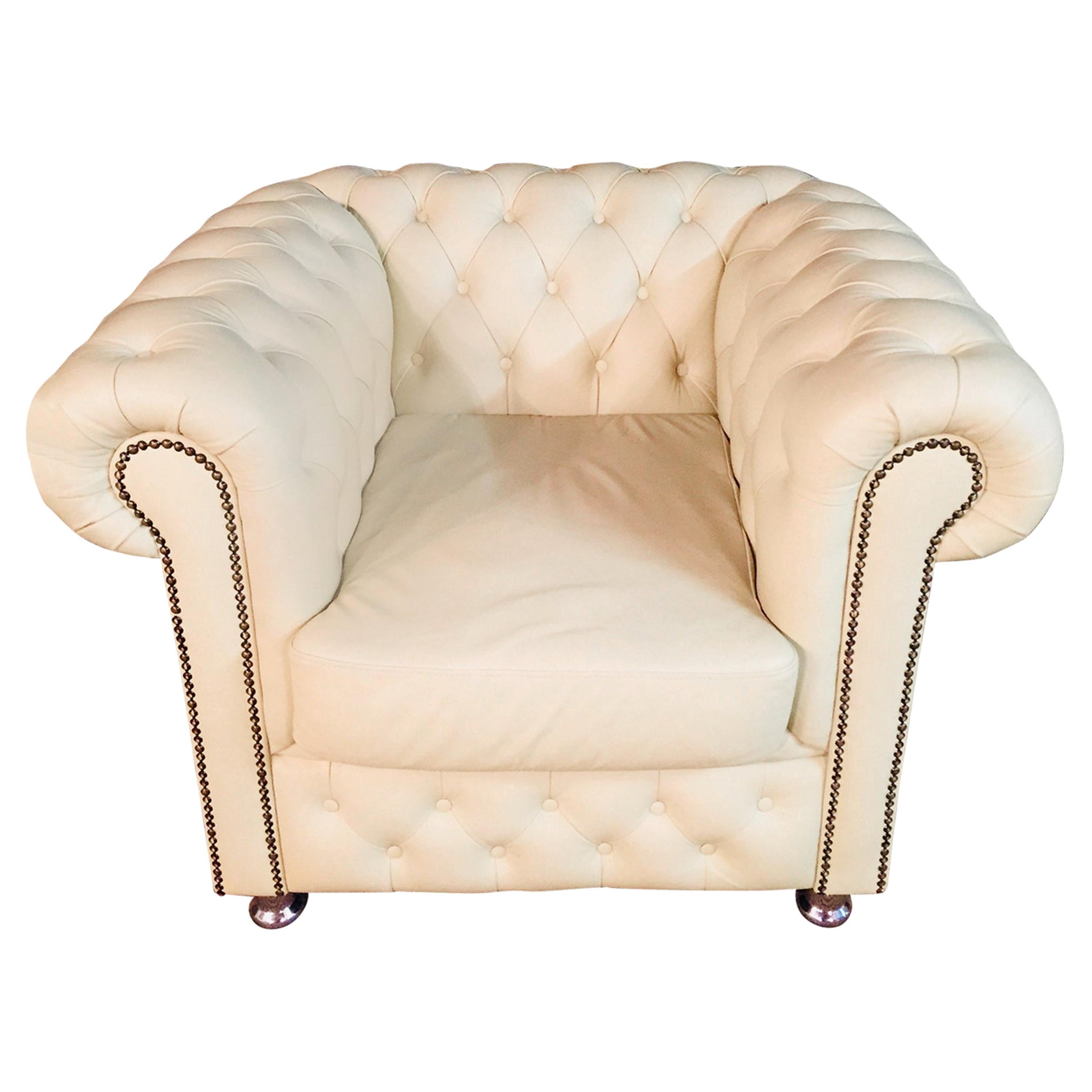 Chesterfield Chippendale Armchair Wingback Chair Nice Color Beige