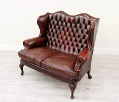 Chesterfield Chippendale-Sofa aus Leder, antik, englisch