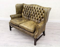 Chesterfield Chippendale Sofa Leather Antique Vintage Couch English