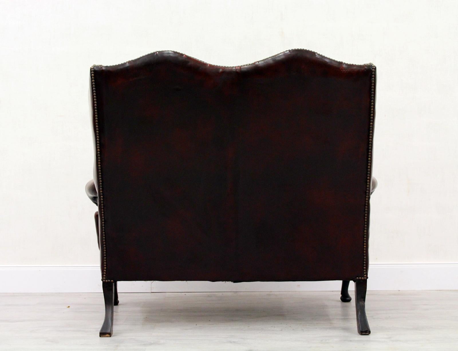 Chesterfield Chippendale-Sofa aus Leder, antik, englisch im Angebot 3