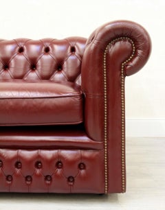 Chesterfield Couch-Sofa aus antikem Leder, Chippendale, englisch