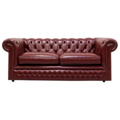 Chesterfield Couch Sofa Antique Leather Chippendale Vintage English