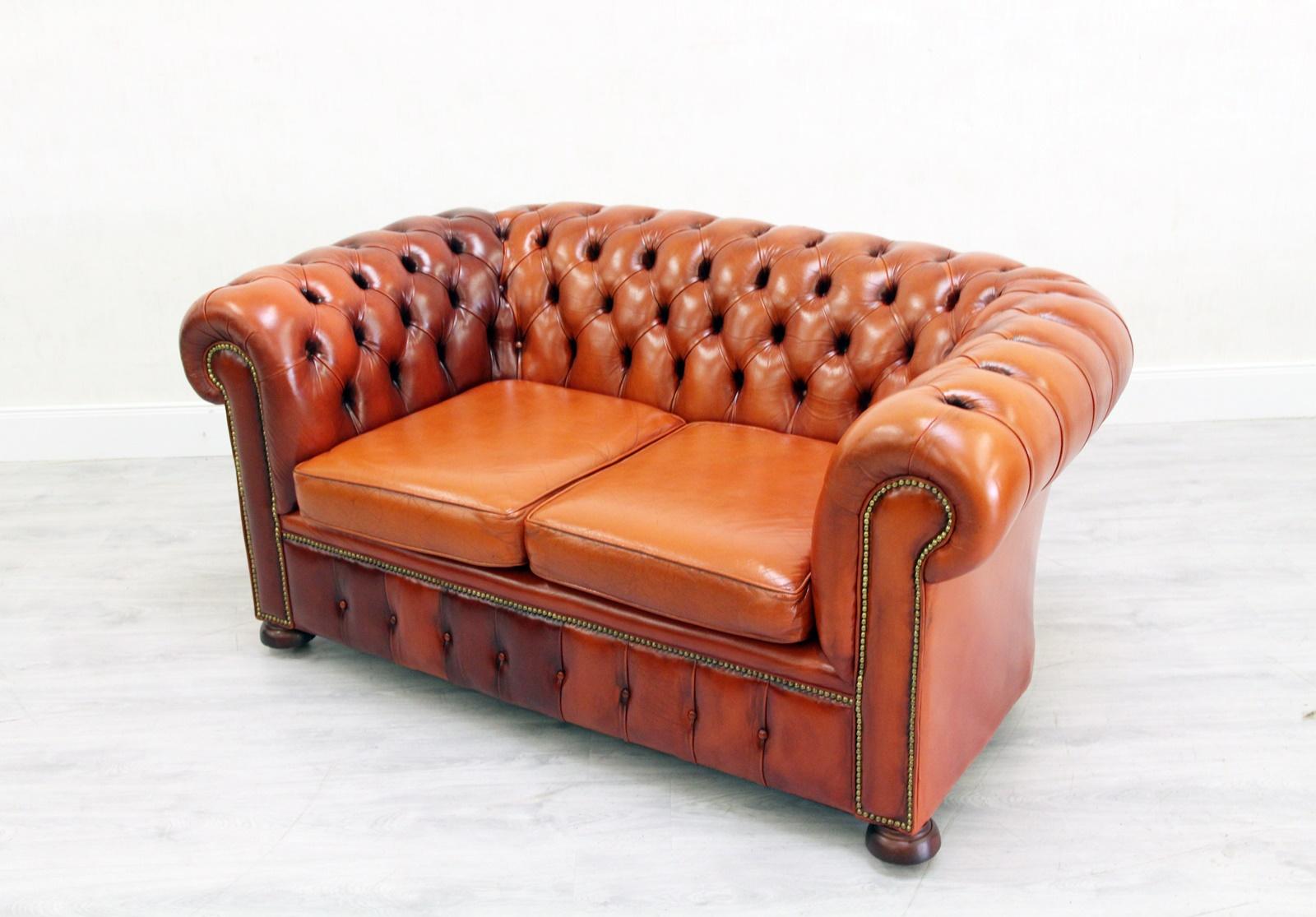 20th Century Chesterfield Couch Sofa Leder Antik Vintage Englisch Chippendale For Sale