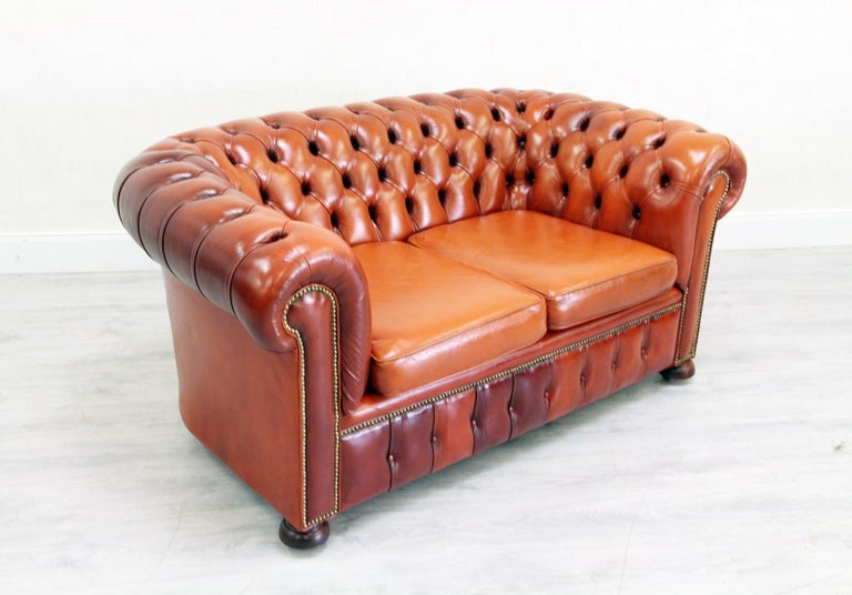 Chesterfield Couch Sofa Leder Antik Vintage Englisch Chippendale