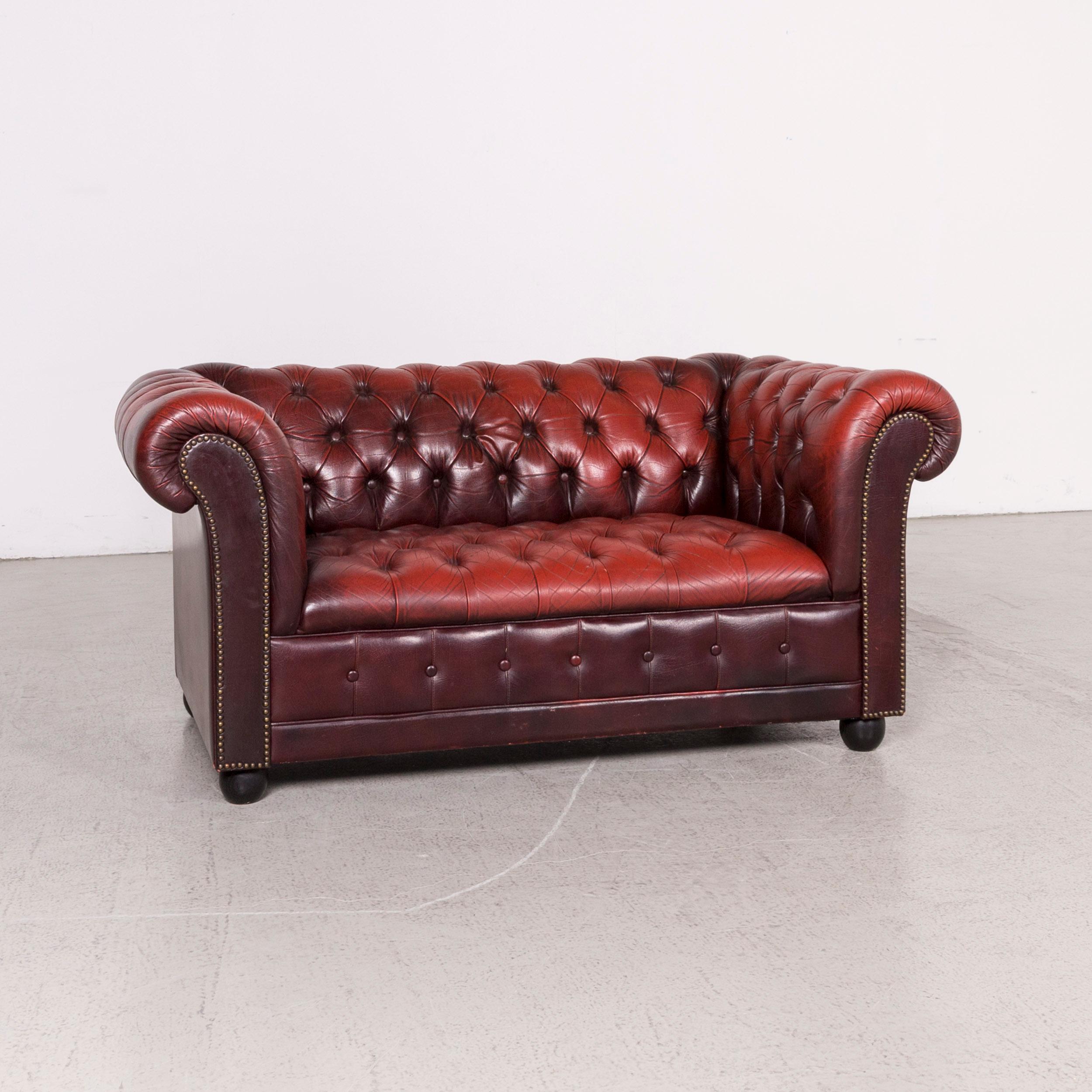 vintage red leather sofa