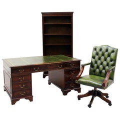 Chesterfield Desk Antique Table English Office Chair Shelf