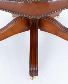 Chesterfield Desk Chair Deep Button Leather Swivel Seat