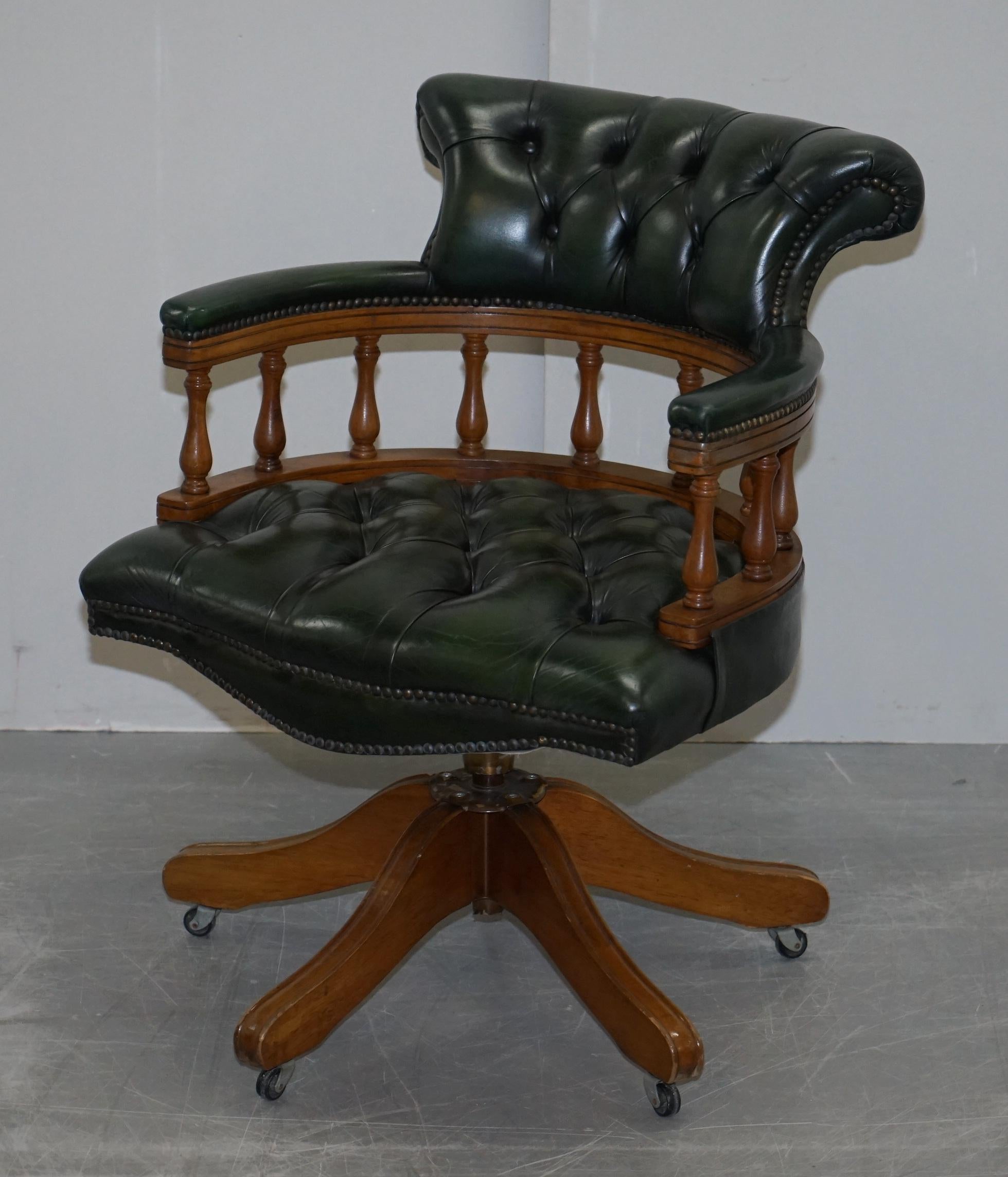 green chesterfield office chair