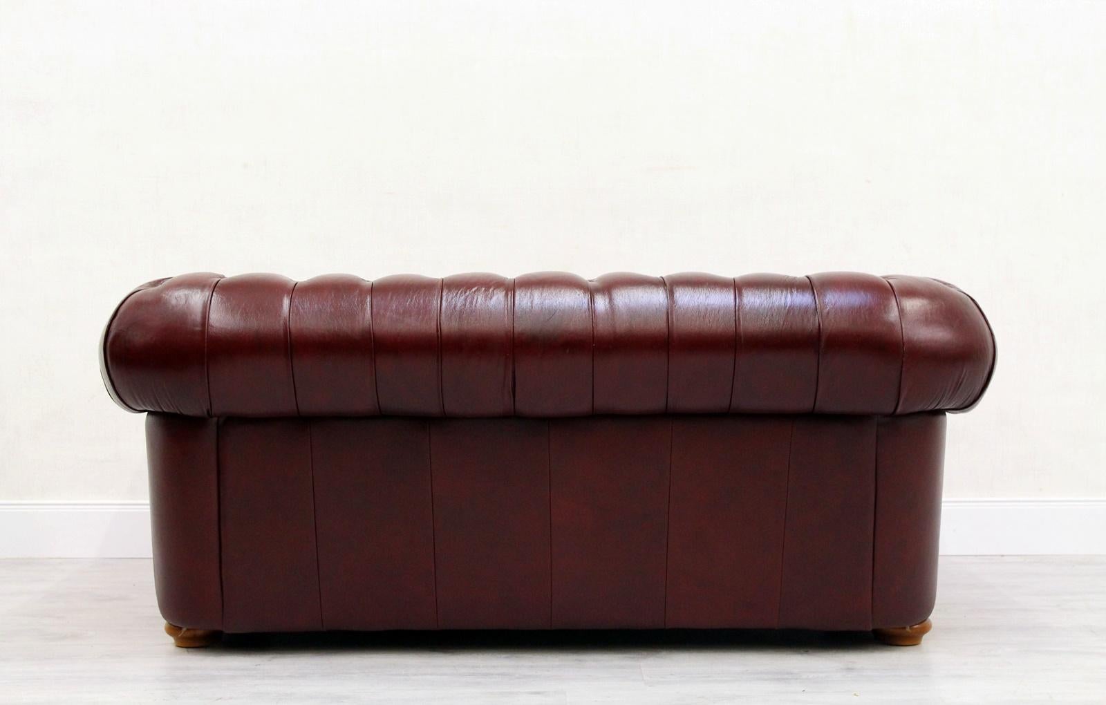 Chesterfield English Sofa Leather Antique Vintage Couch Chippendale For Sale 6