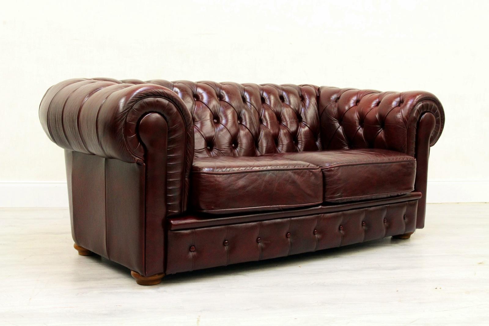Chesterfield English Sofa Leather Antique Vintage Couch Chippendale For Sale 3
