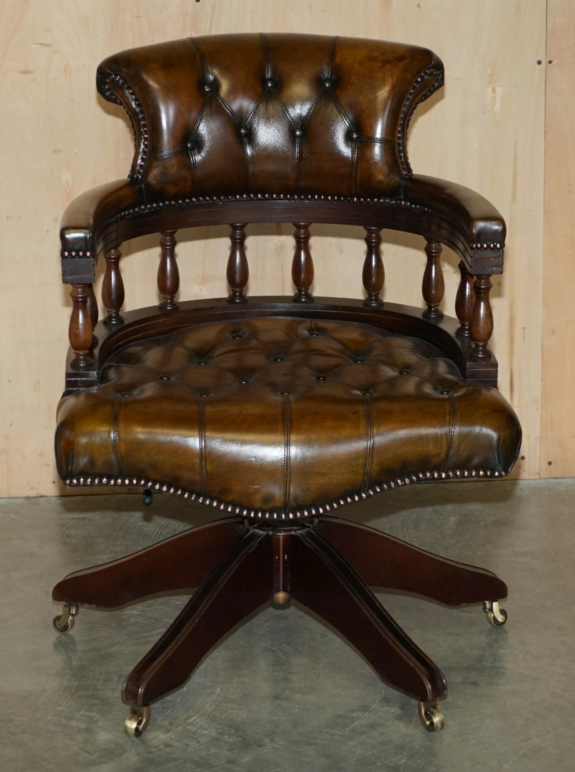 Royal House Antiques

Royal House Antiques is delighted to offer for sale this stunning fully restored vintage Regency style Chesterfield hand dyed brown leather office chair

Please note the delivery fee listed is just a guide, it covers within the