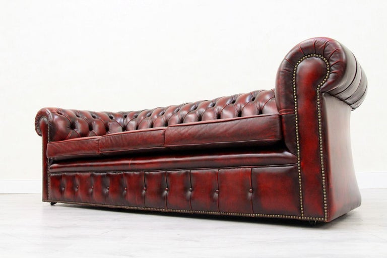 Chesterfield Genuine Leather Sofa Leather Antique Vintage Couch English