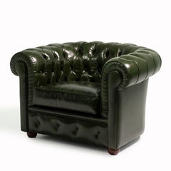 Chesterfield Green Leather Armchair