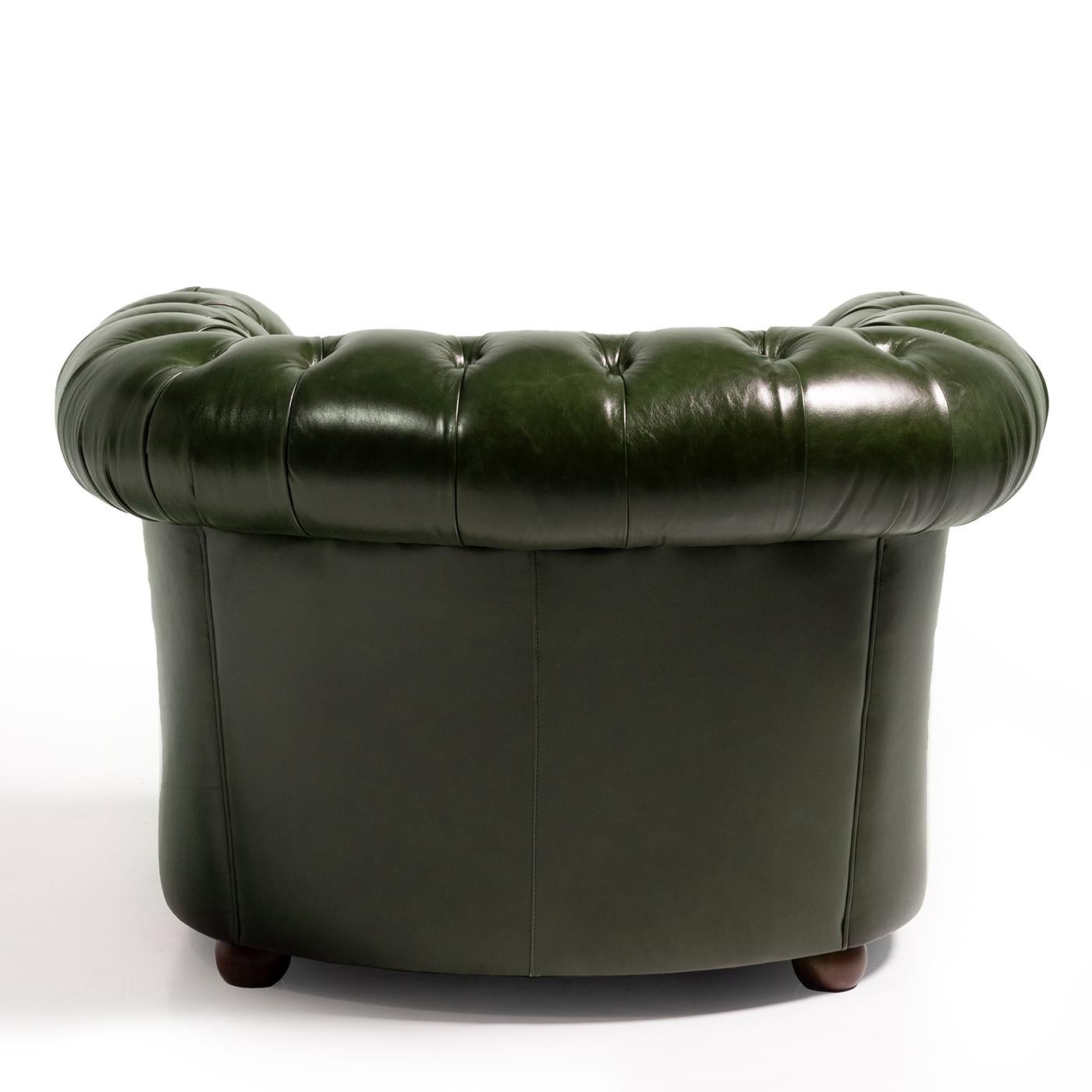 green leather chesterfield chair