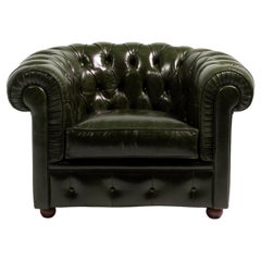 Chesterfield Green Leather Armchair