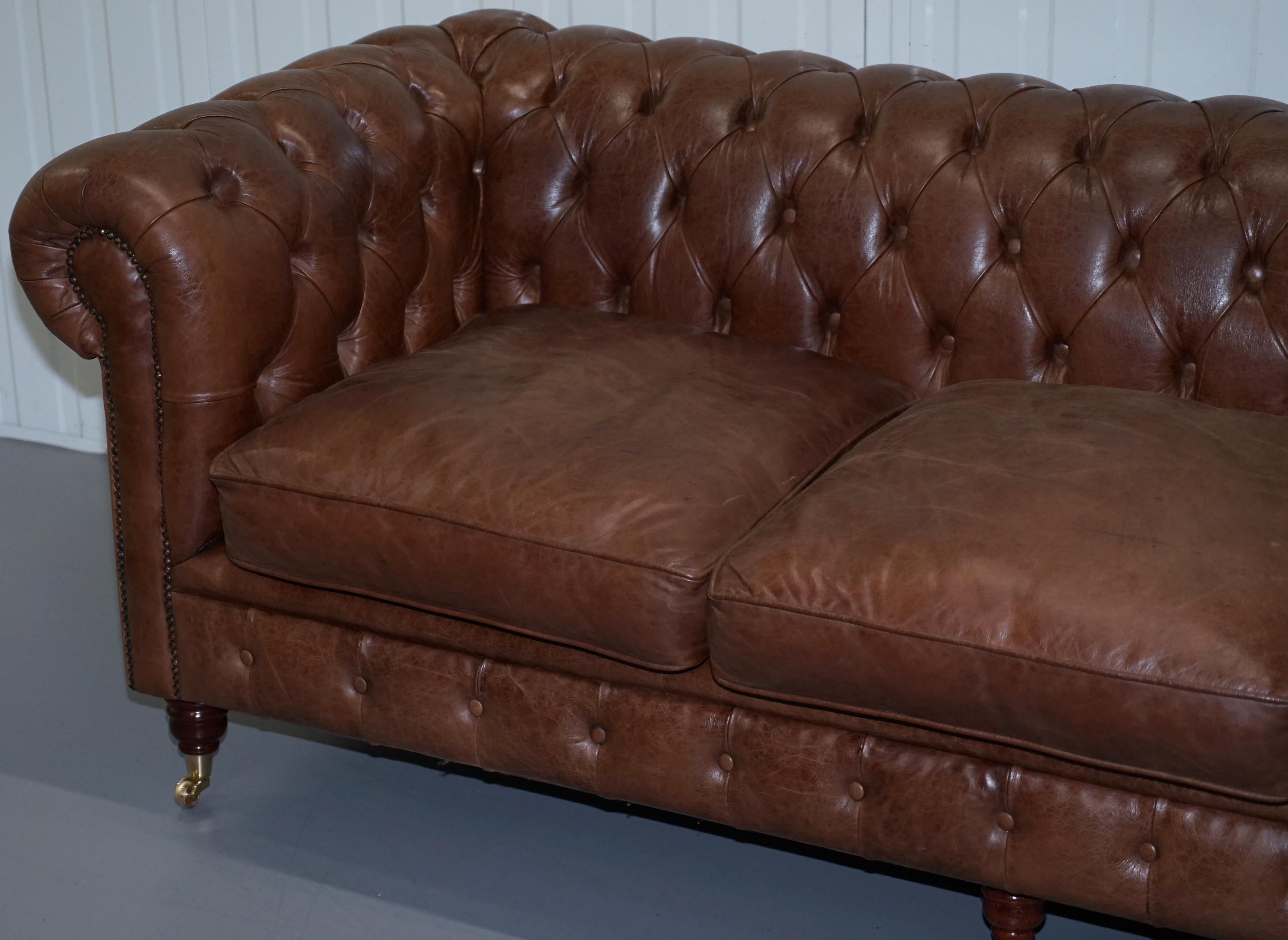 Chesterfield Heritage Brown Leather Sofas & Armchair Suite 2-3 3-4 Seat Sofas 4