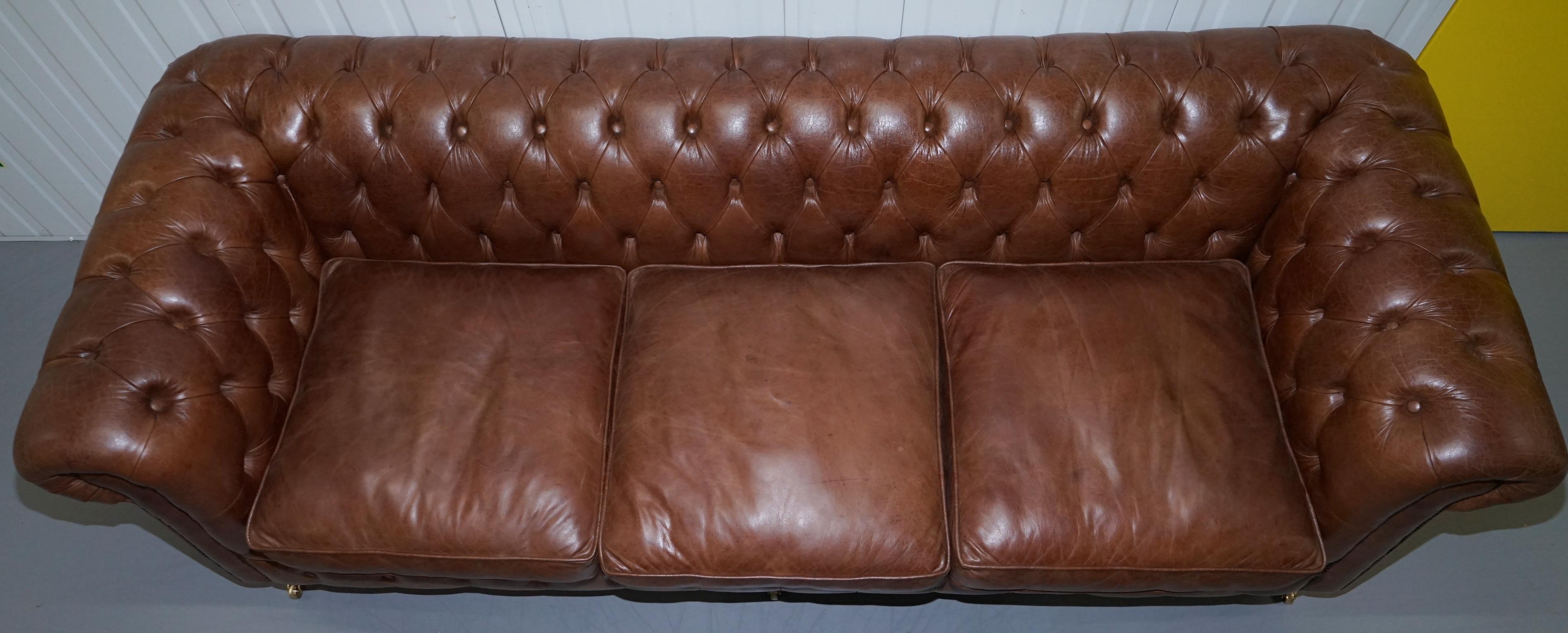 Chesterfield Heritage Brown Leather Sofas & Armchair Suite 2-3 3-4 Seat Sofas 5