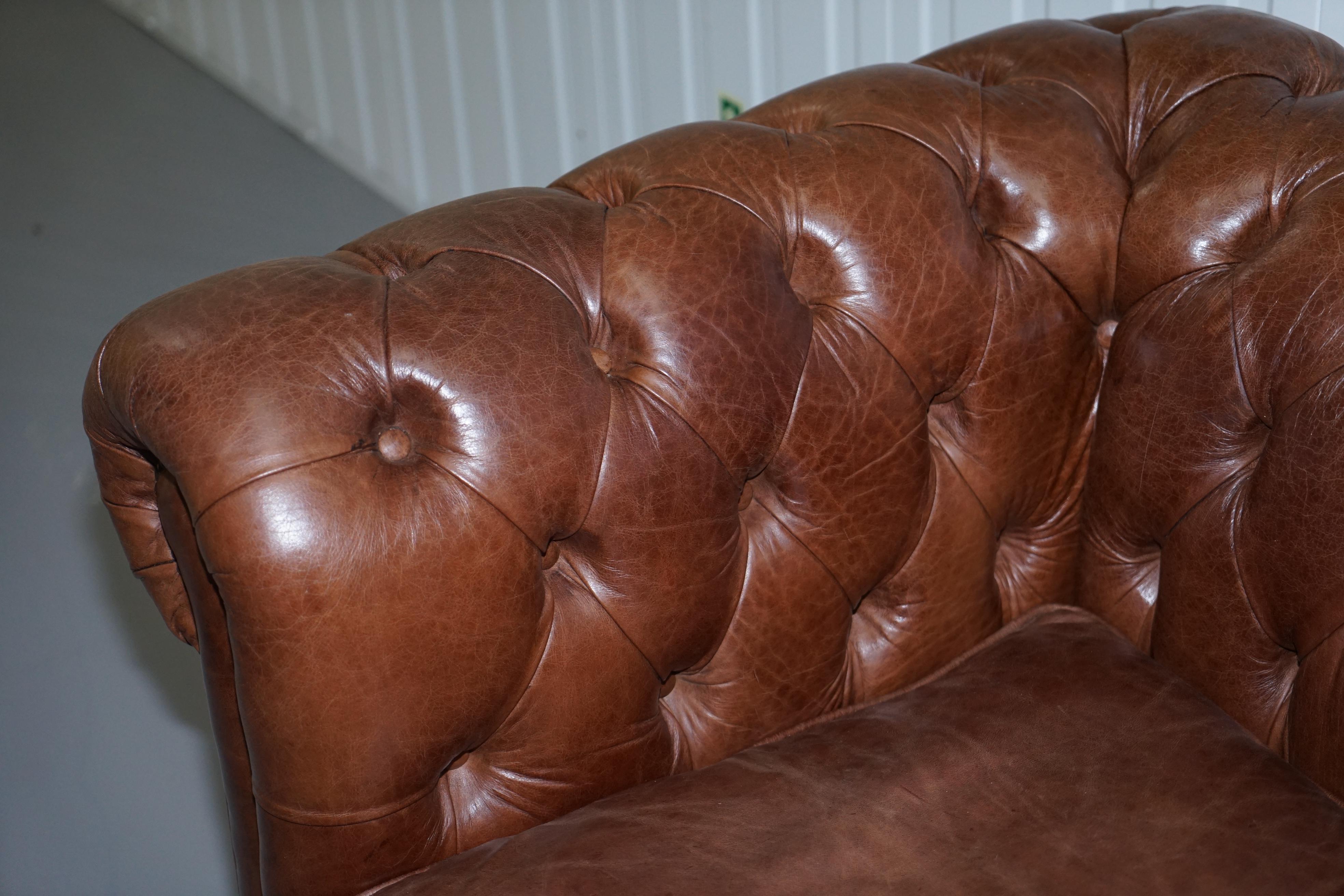 Chesterfield Heritage Brown Leather Sofas & Armchair Suite 2-3 3-4 Seat Sofas 6