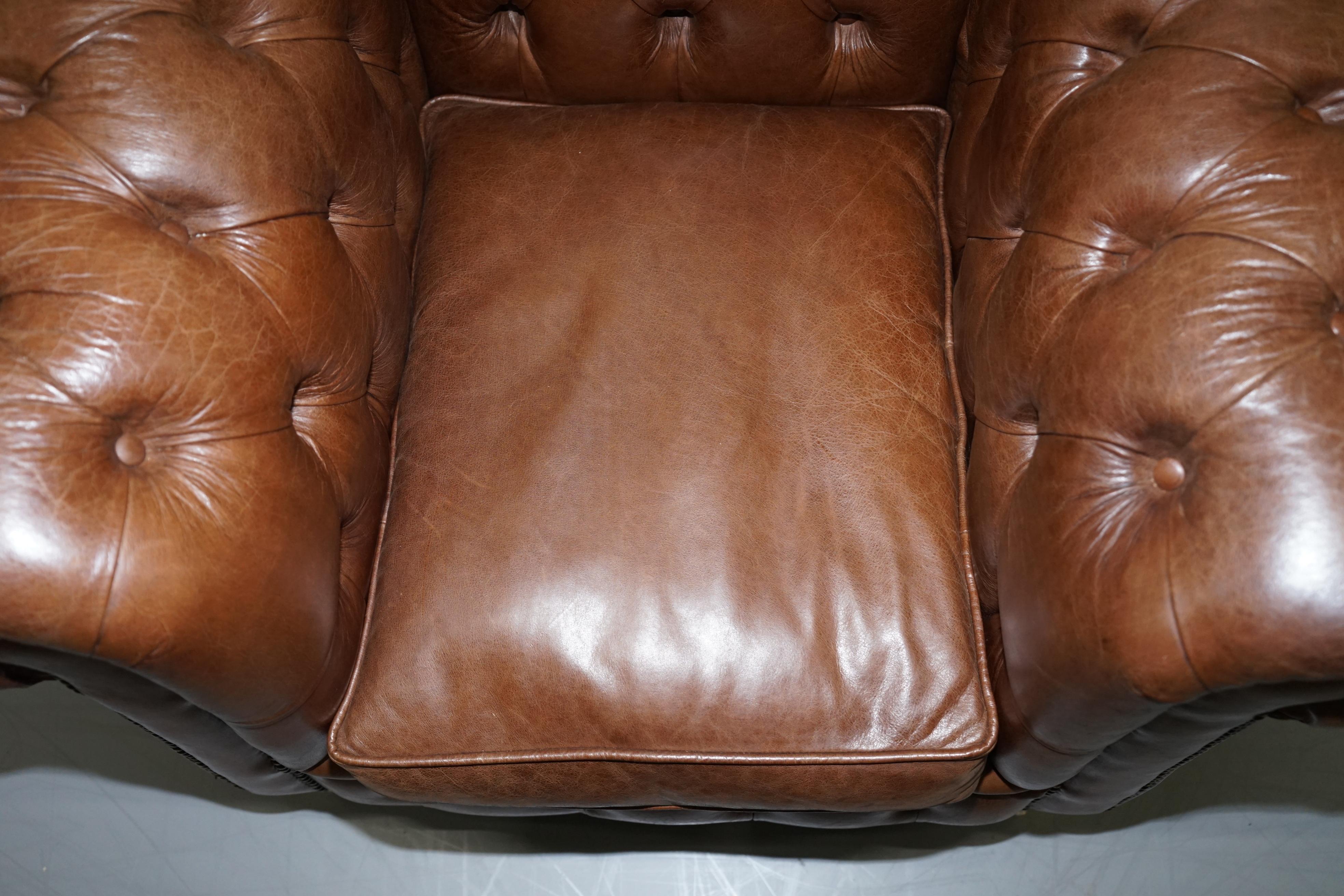 Chesterfield Heritage Brown Leather Sofas & Armchair Suite 2-3 3-4 Seat Sofas 11