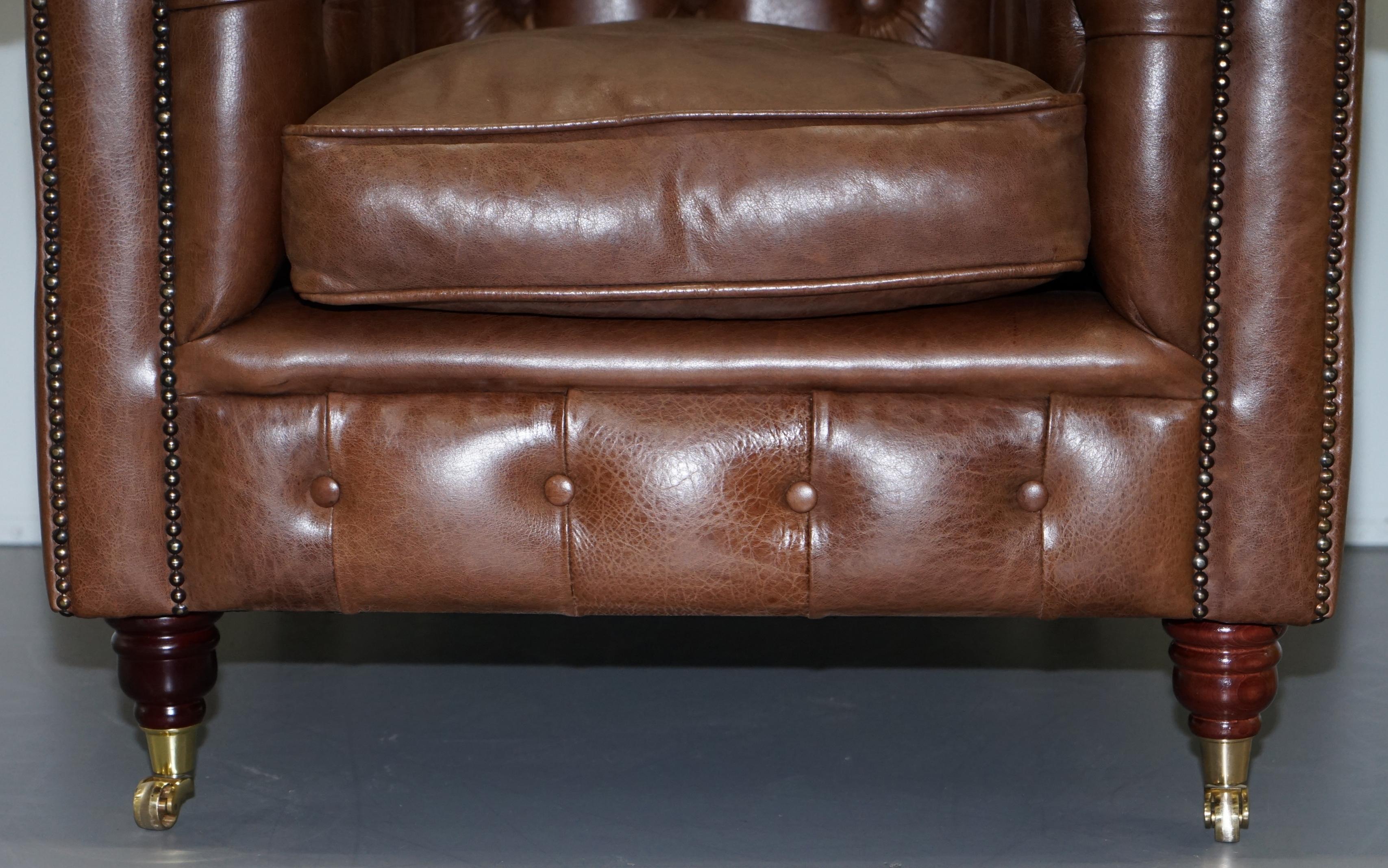 Chesterfield Heritage Brown Leather Sofas & Armchair Suite 2-3 3-4 Seat Sofas 13
