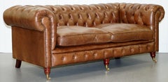 Chesterfield Heritage Brown Leather Sofas & Armchair Suite 2-3 3-4 Seat Sofas