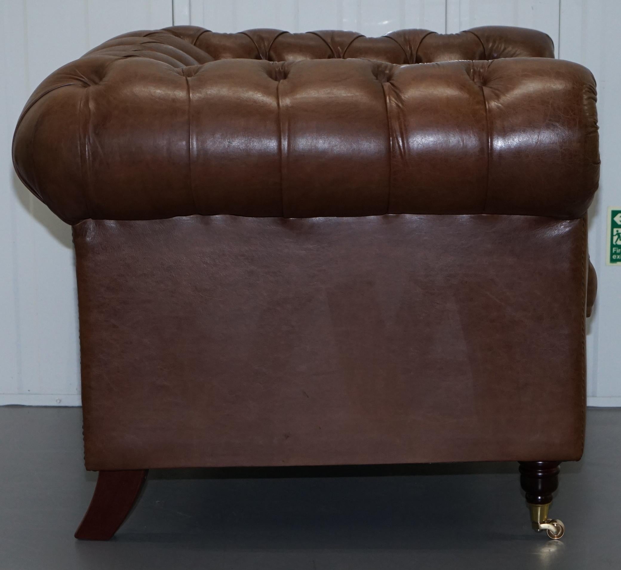 Chesterfield Heritage Brown Leather Sofas & Armchair Suite 2-3 3-4 Seat Sofas 14