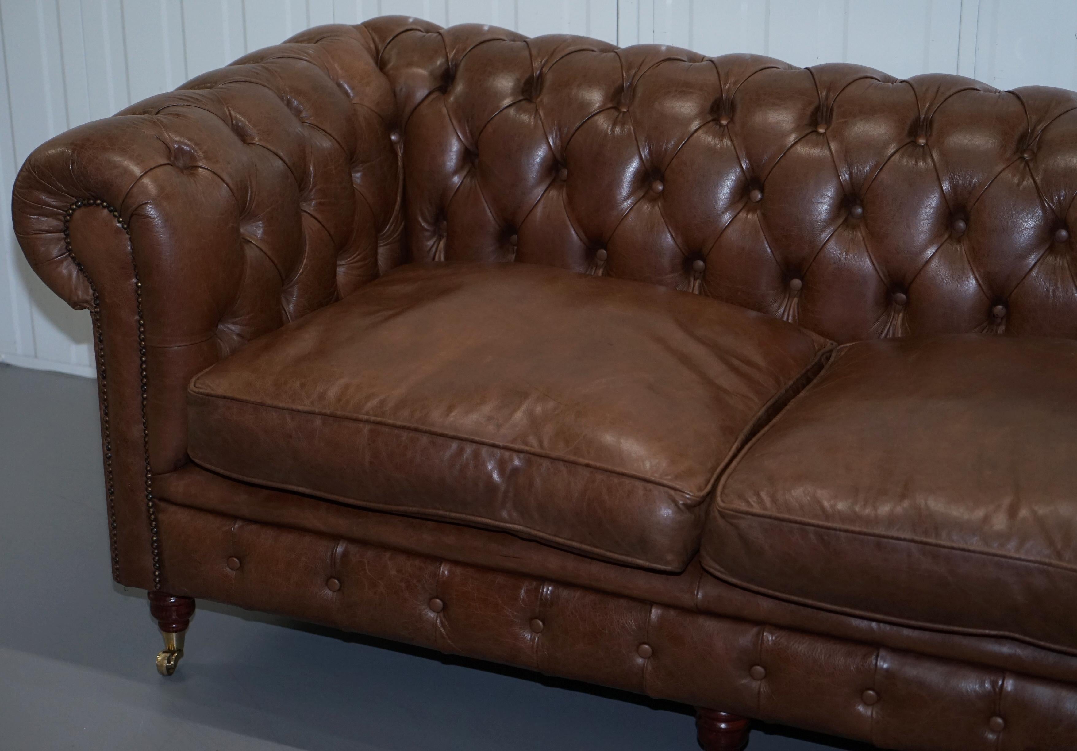 English Chesterfield Heritage Brown Leather Sofas & Armchair Suite 2-3 3-4 Seat Sofas