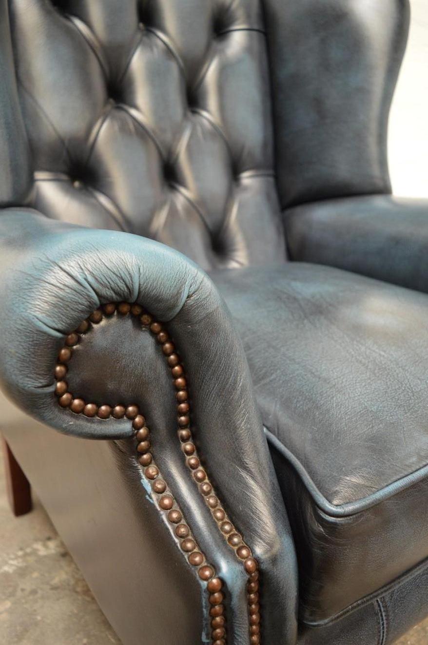 leather high back wing chair