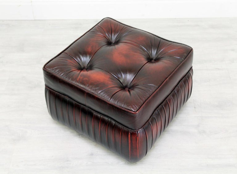 Chesterfield Hocker Antik Stuhl Club Leder Couch Vintage ...