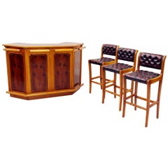 Chesterfield Home Bar Stool Leather Chair Cellar Bar Counter Counter