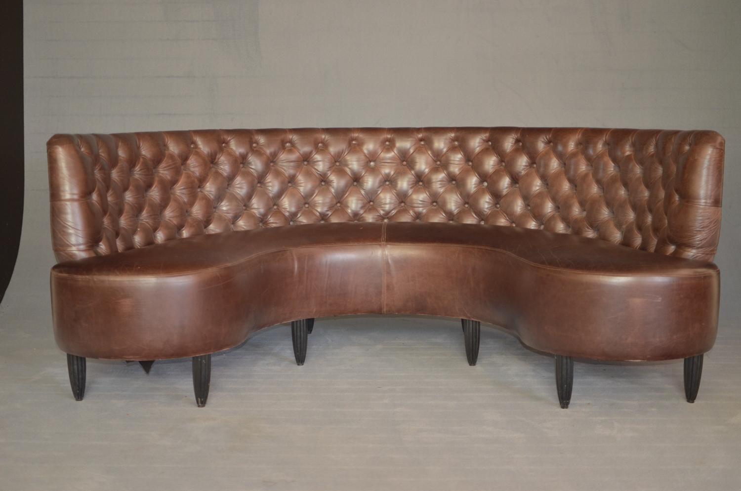 Chesterfield Horseshoe Sofa in Brown Burnt Leather, United Kingdom, 1920 6