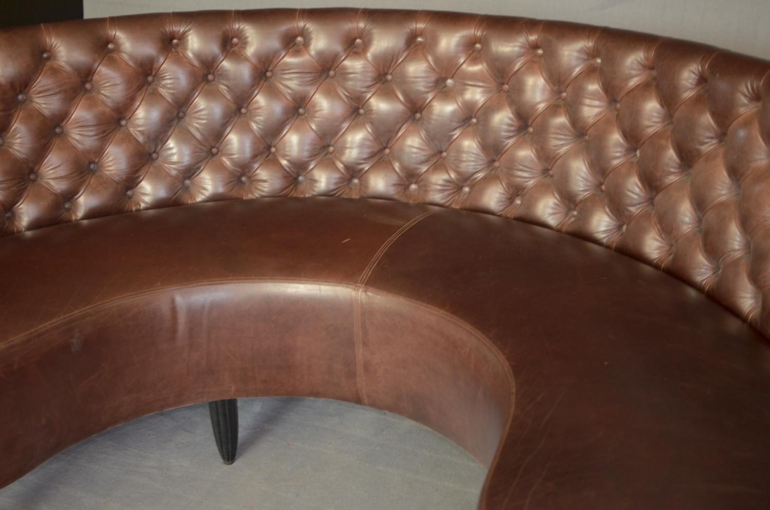 Chesterfield Horseshoe Sofa in Brown Burnt Leather, United Kingdom, 1920 7
